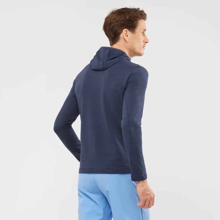 Salomon Essential Lightwarm Hooded Men's Jackets Navy | CA 2O58